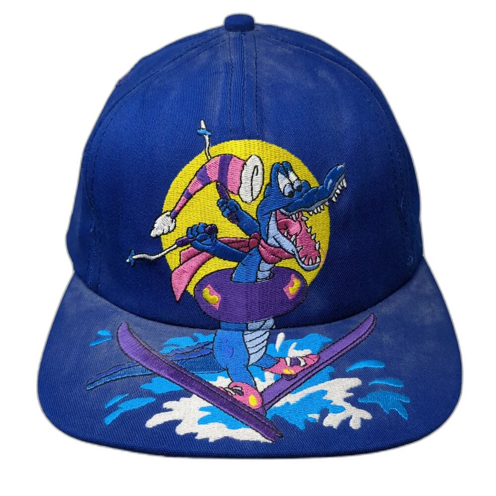 Disney Blizzard Beach Ice Gator Blue Snapback Hat One Size Made in USA Graphics